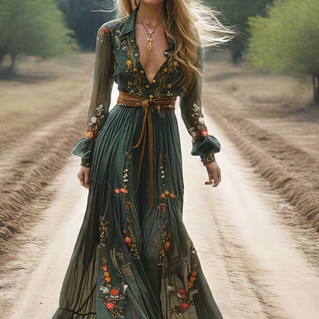 Bohemian Print Vacation Beach Dress, Women's Dress, Dresses, Women's Bohemian Dress, Women's Dresses