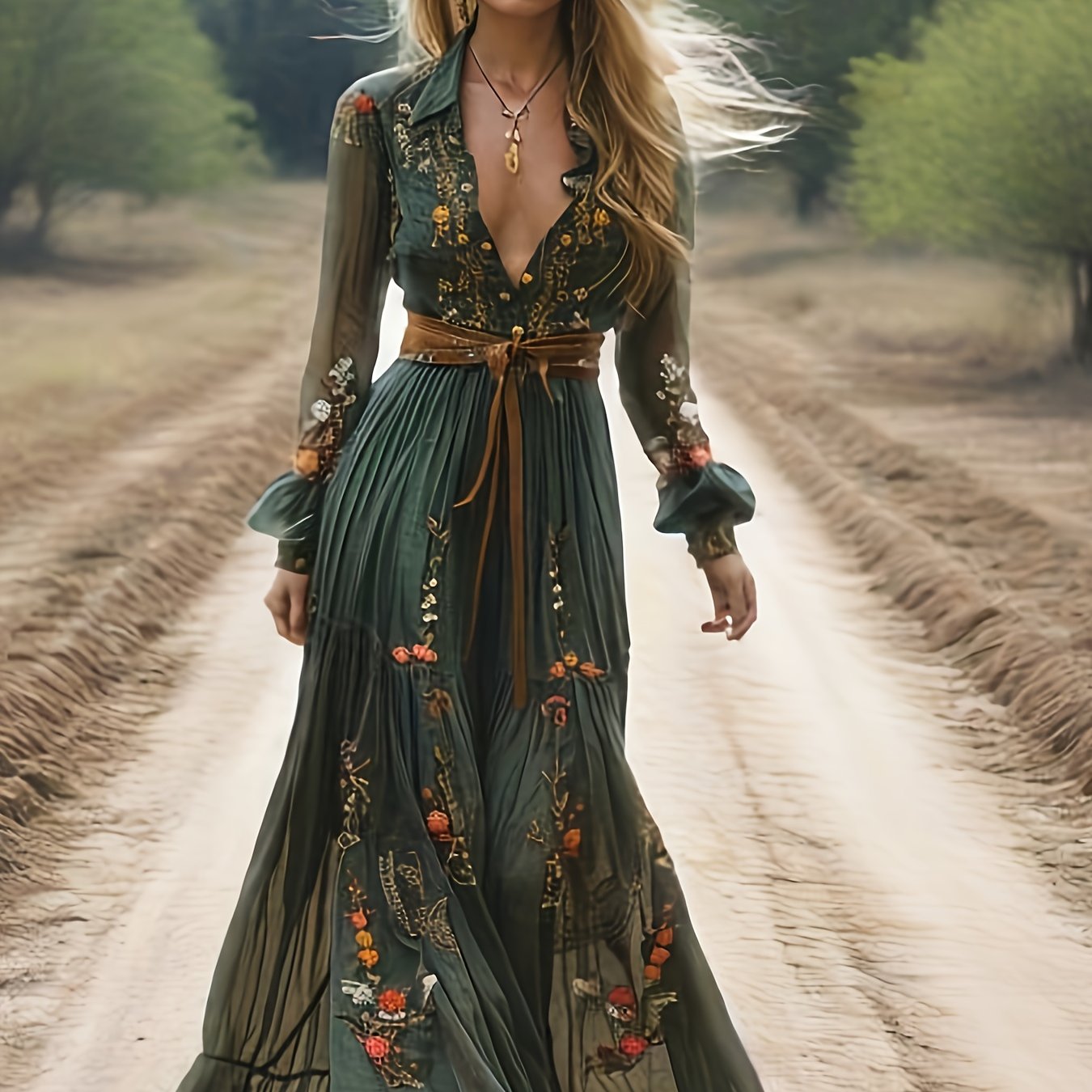 Bohemian Print Vacation Beach Dress, Women's Dress, Dresses, Women's Bohemian Dress, Women's Dresses