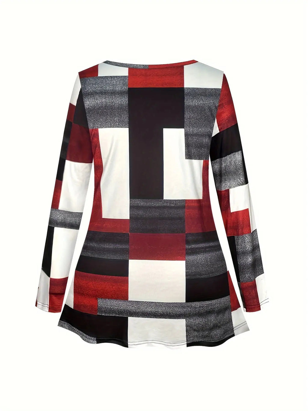 Women's Plus Size Plaid Print Two-Piece Set - Red Black White Gray Brown Geometric Tartan Pattern Crew Neck Long Sleeve Top & Wide-Leg Trousers, All-Season Casual to Formal Outfits, Versatile Everyday & Special Occasion Outfi