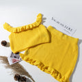 Sleeveless Ruffle Trim Knit Slim Skirt Set: Crew Neck Crop Top & Bodycon Mini Skirt Outfits for Women