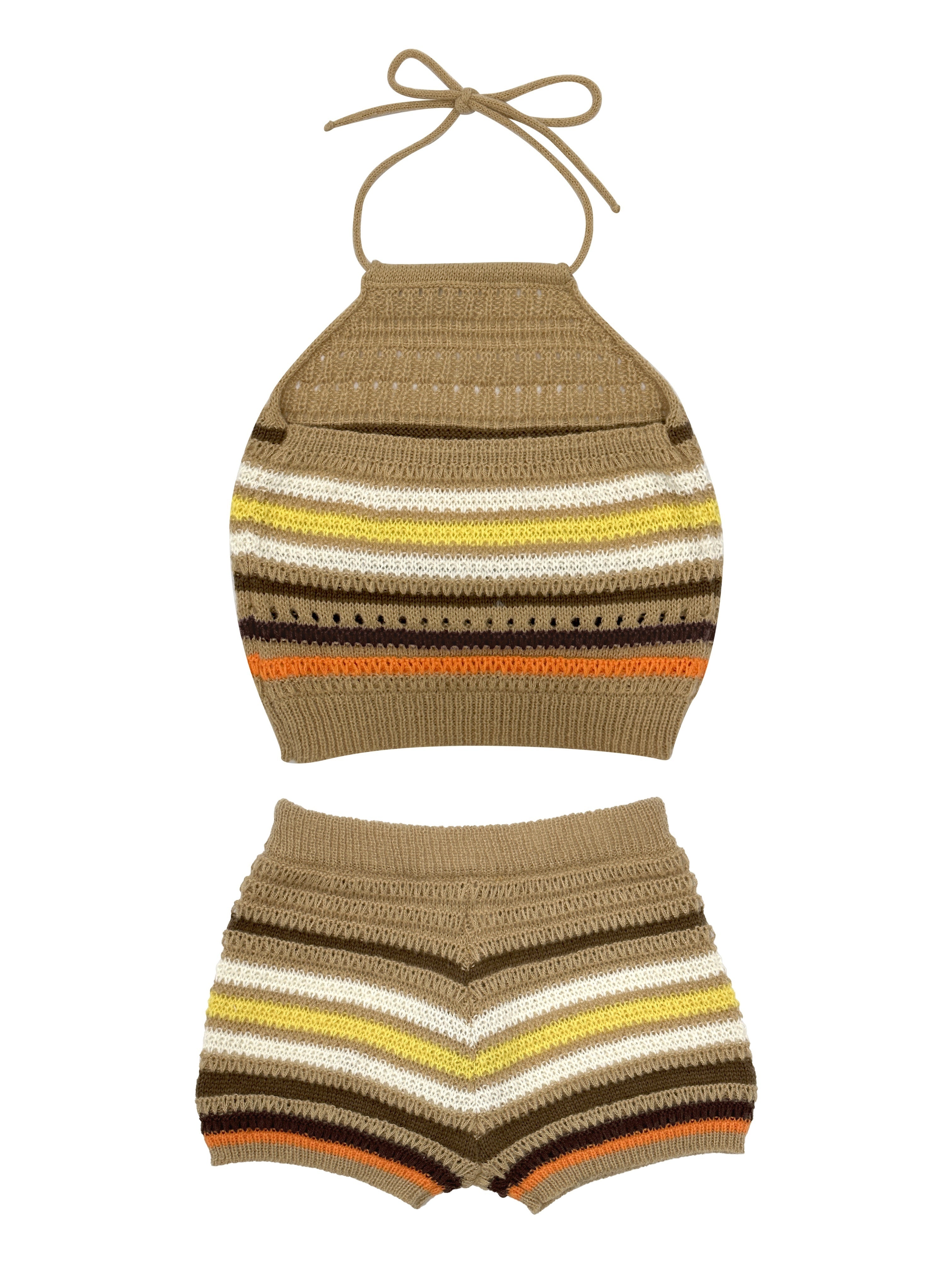 Women'S Y2K Hollow Stripe Two-Piece Set