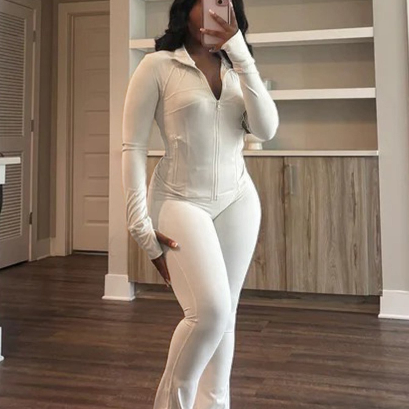 Spring and summer new s leisure Women's clothing sexy tight long-sleeved bell two-piece set, Cute Outfits For Women, Trendy Clothes For Women