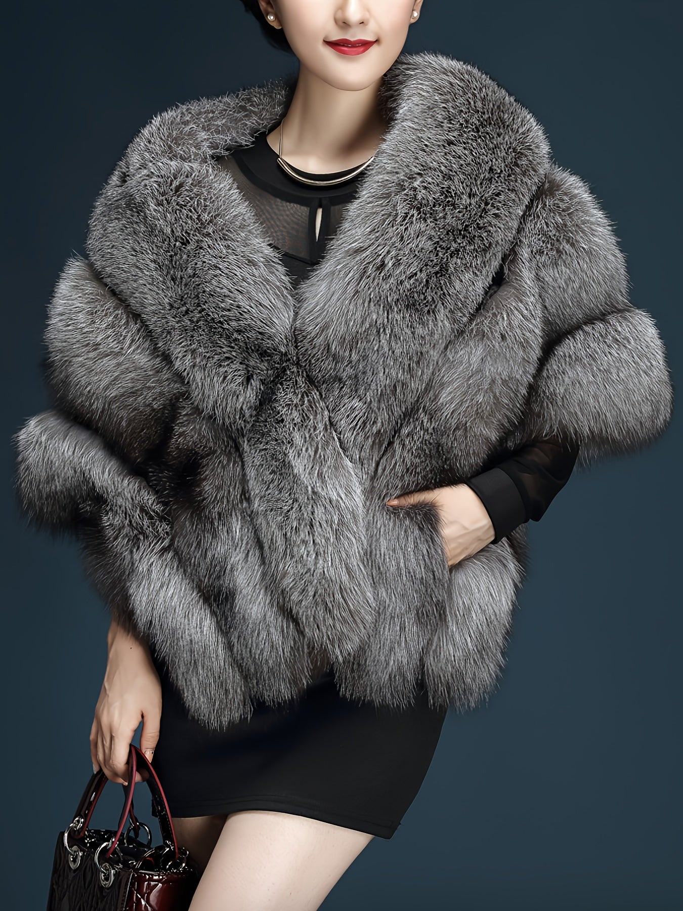 Plus Size - Plus Size High-Quality Faux Fur Shawl for Autumn And Winter Evening Parties And Luxurious Women'S Dresses.