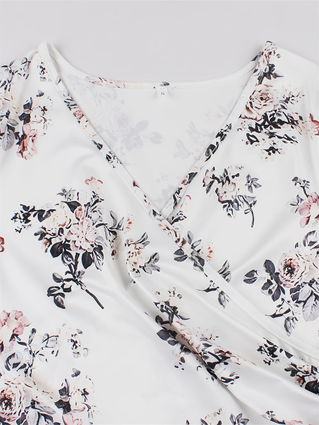 Print Knee-Length Dress - Stretchy Polyester, Machine Washable, White with Black & Pink Flowers, Ideal for Casual Parties, Comfortable Fashion|Sleeveless Dress|Glossy Texture, Plus Size Summer Dresses