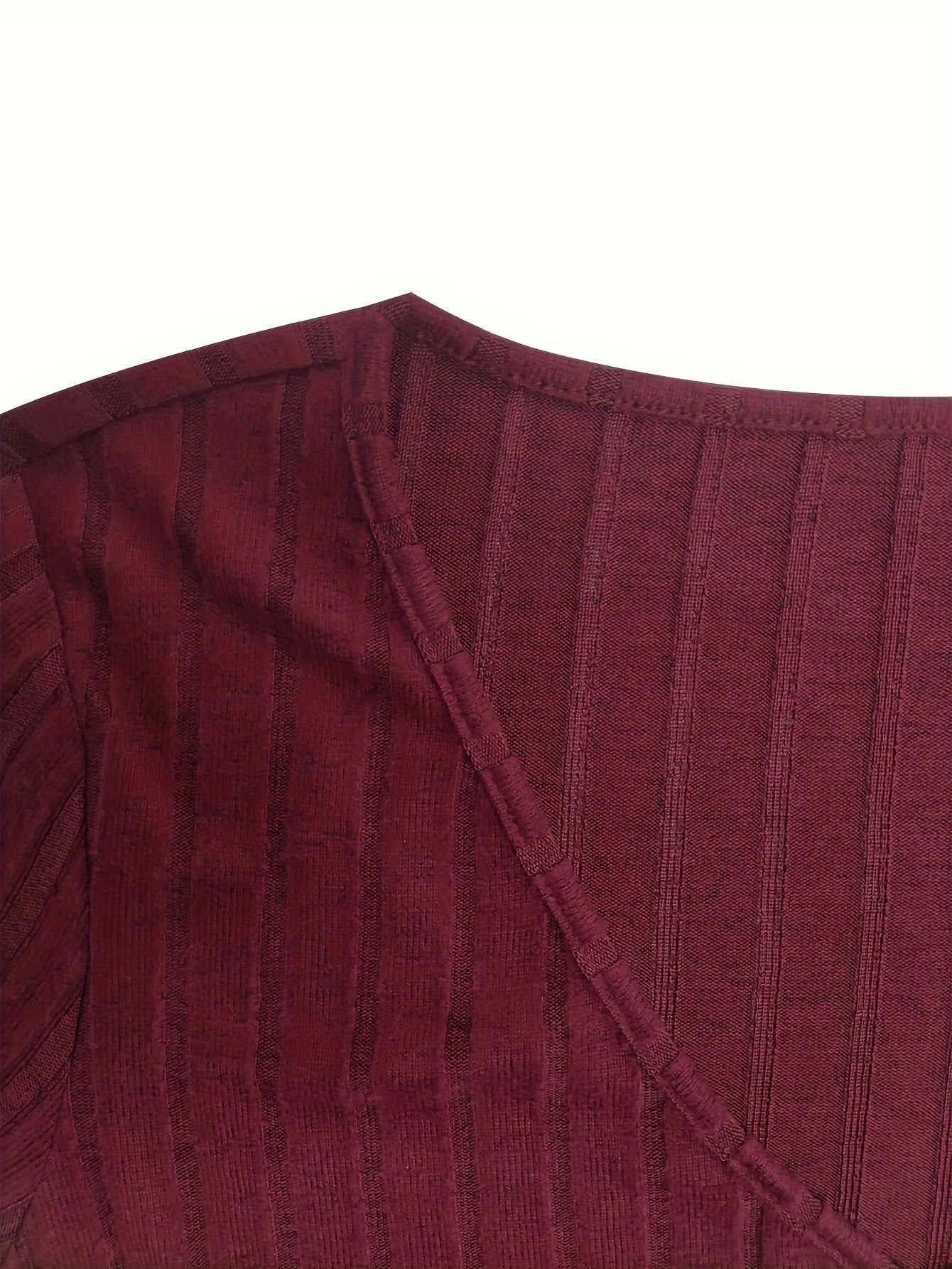 Vibrant Ribbed Bodycon Dress - Elegant Women's Long Sleeve V Neck Dresses for Everyday Wear - Solid Color, Comfortable, and Flattering
