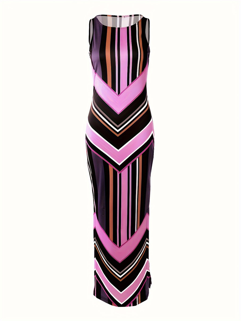 Women's Elegant Sleeveless Maxi Dress, Flattering Fit, Formal & Casual Chic Outfit, All-Season Formal Party Wedding Everyday Dresses for Women, Geometric Pattern, Spring/Fall/Summer, Dresses for Wedding, Spring Fashion, Styli