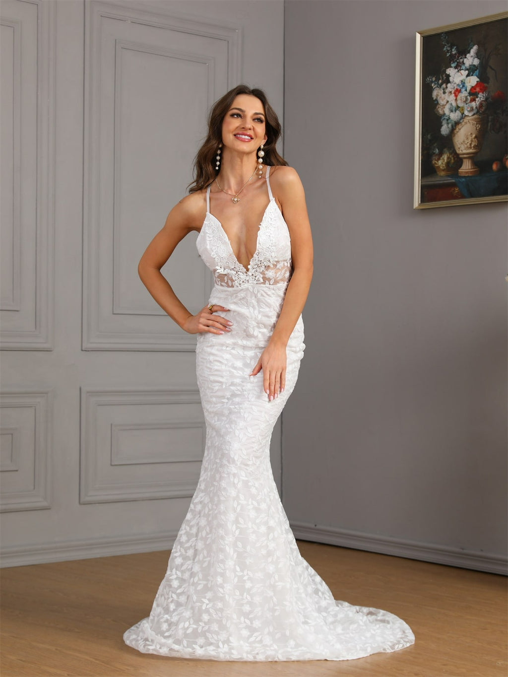 Women's Dresses-2025 New Women's Sexy Sleeveless Suspender Tail Slim Wedding Dress Wedding Dress Women's Dress